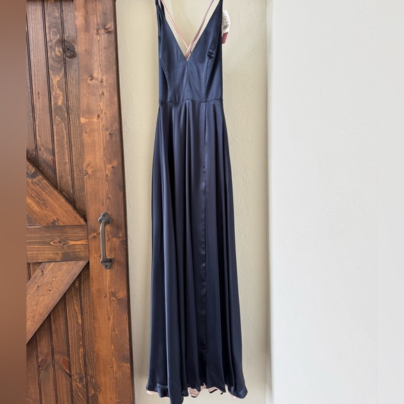 NWT Aqua Lace-up Gown (navy/blush) - Picture 4 of 9